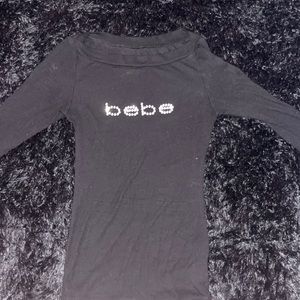 Vintage longsleeve black rhinestone Bebe top